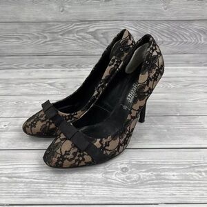 New Look Black and Brown Lace Heels